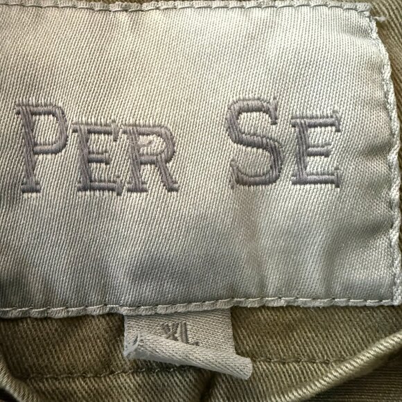 Vest Jacket Per Se Olive Women sz XL Canvas Zip/Snap Drawstring Waist Pockets - Picture 3 of 4